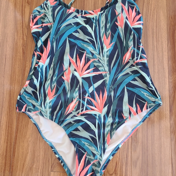 KONA SOL TROPICAL PALM ONE PIECE  BATHING SUIT SIZE XL NWOT - Picture 3 of 6